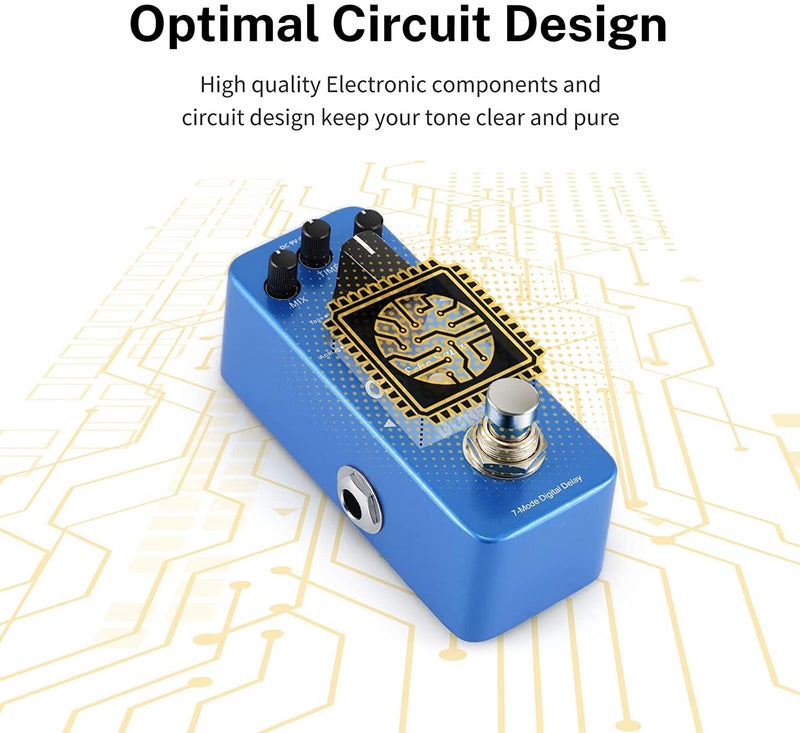Donner Echo Square Delay Pedal - Digital 7-Modes Delay for Electric Guitar, Multi-Delay including Digital, Analog, Tape, Mod, Sweep, Lofi, Reverse - True Bypass - Image 5